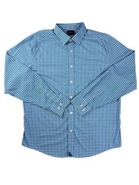 UNTUCKit Men's XL Slim Fit Blue Checkered Gingham Belden Button Down Shirt